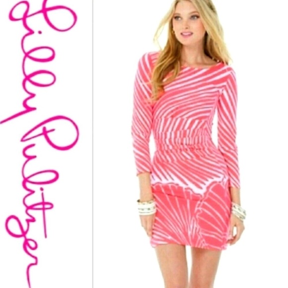 Lilly Pulitzer Pink Shimmy Shell Long Sleeve Dress SM Beach Cruise Resort - Picture 2 of 7